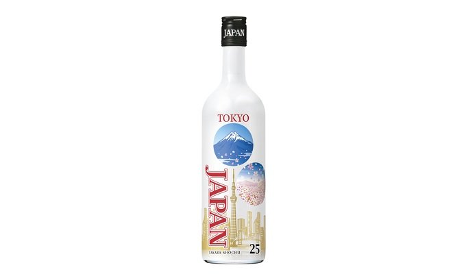 宝焼酎「JAPAN」東京デザインボトル　モチーフは「風神雷神図屏風」「東京・富士山・桜」の写真