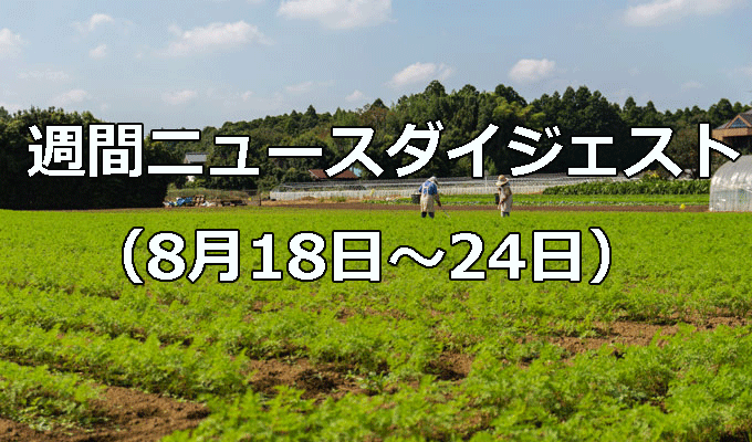 コメ17％高騰、20年ぶり　　週間ニュースダイジェスト（8月18日～8月24日）の写真